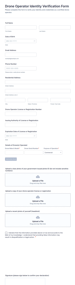 Drone Operator Identity Verification Form Template