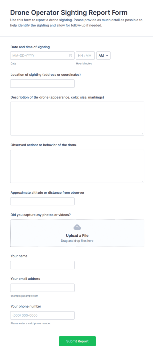 Drone Operator Sighting Report Form Template