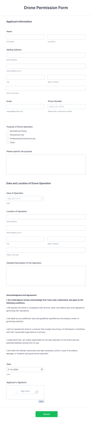 Drone Permission Form Template