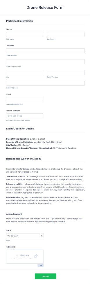 Drone Release Form Template