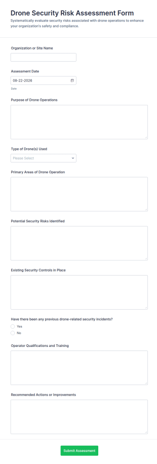 Drone Security Risk Assessment Form Template