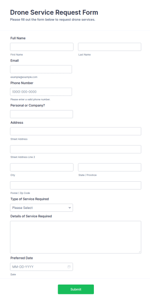 Drone Service Request Form Template