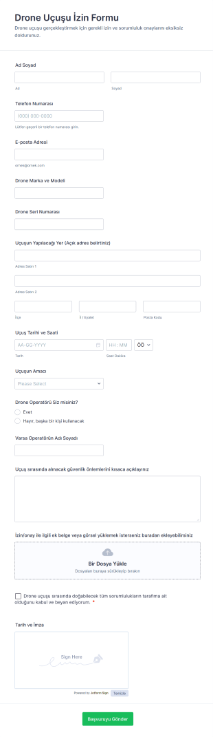 Drone Uçuşu İzin Form Şablonu