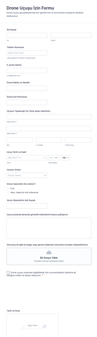 Drone Uçuşu İzin Form Şablonu
