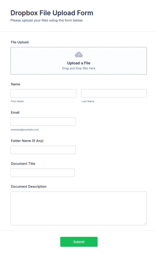 Dropbox File Upload Form Template