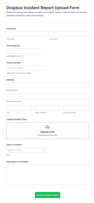 Dropbox Incident Report Upload Form Template
