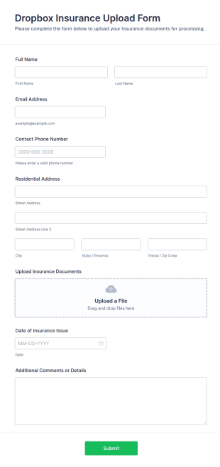 Dropbox Insurance Upload Form Template