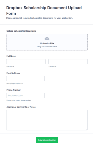 Dropbox Scholarship Document Upload Form Template