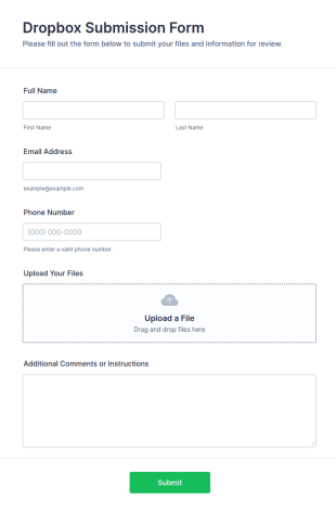 Dropbox Submission Form Template