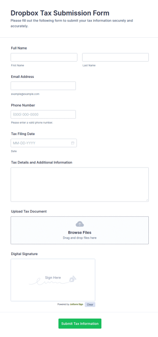 Dropbox Tax Submission Form Template