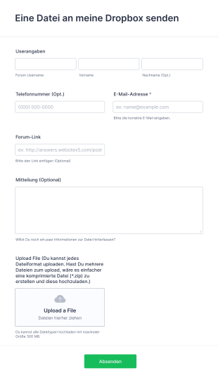 Dropbox Upload Formular