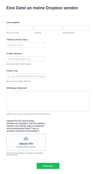 Dropbox Upload Formular