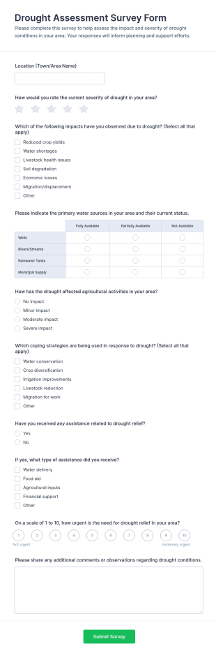Drought Assessment Survey Form Template