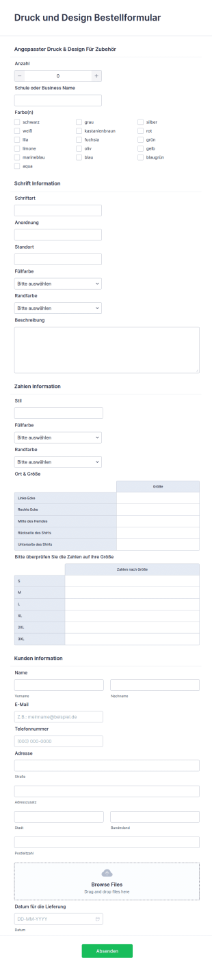 Druck Und Design Bestellformular