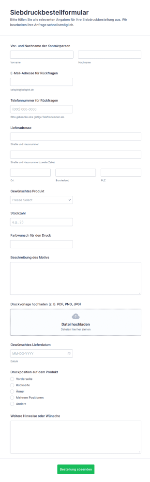 Druckauftrag Formular
