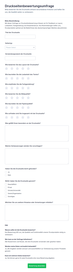 Druckseiten Bewertungsumfrage