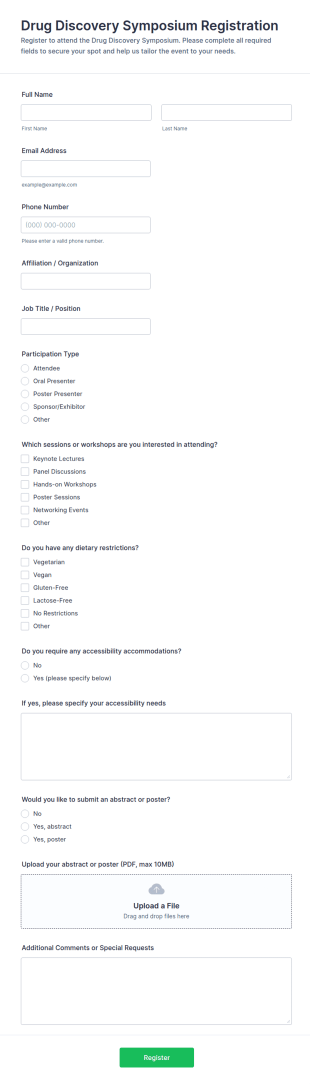 Drug Discovery Symposium Registration Form Template