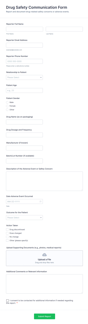 Drug Safety Communication Form Template