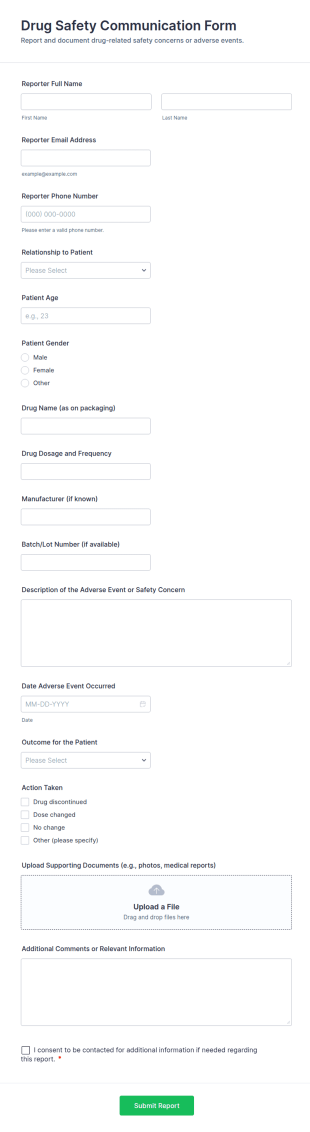 Drug Safety Communication Form Template