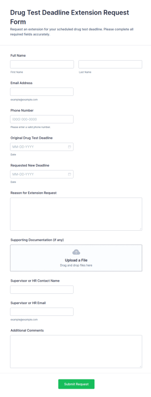 Drug Test Deadline Extension Request Form Template
