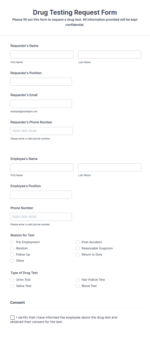 Drug Testing Request Form Template