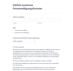 DSGVO Konforme Fotoeinwilligungsformular