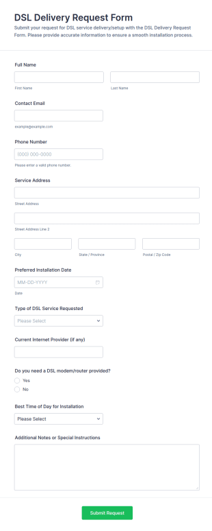 DSL Delivery Request Form Template