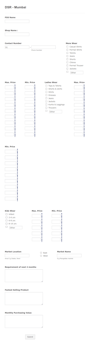 DSR Mumbai Form Template