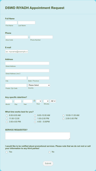 DSWD Appointment Request Form Template