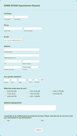 DSWD Appointment Request Form Template