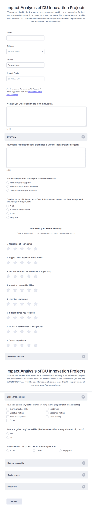 Student Innovation Project Evaluation Form Template