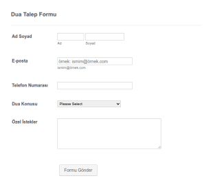 Dua Talep Form Şablonu