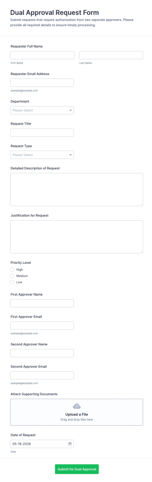 Dual Approval Request Form Template