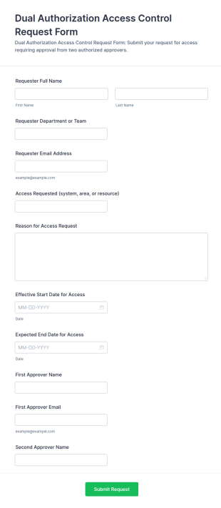 Dual Authorization Access Control Request Form Template