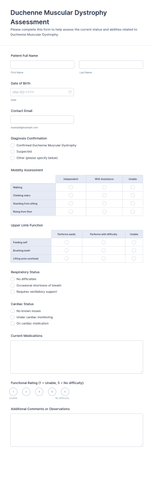 Duchenne Muscular Dystrophy Assessment Form Template