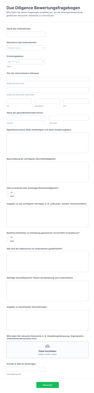 Due Diligence Bewertungsfragebogen