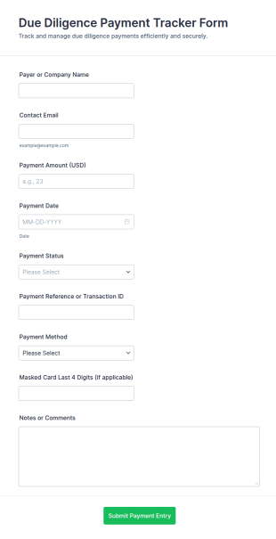 Due Diligence Payment Tracker Form Template