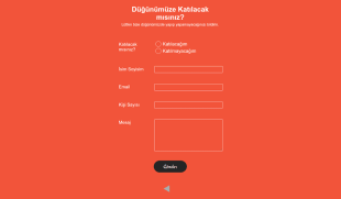 Düğün Anket Formu Duyarlı Form Şablonu