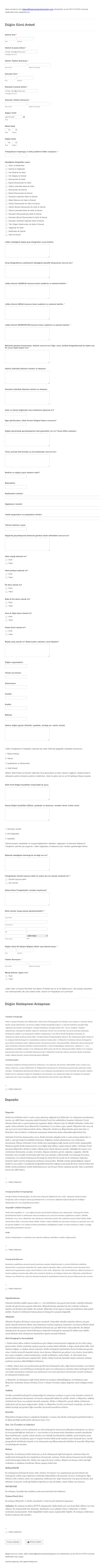 Düğün Günü Anketi Form Template