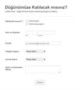 Düğün Katılımı Form Şablonu