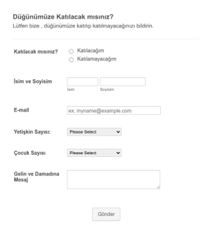 Düğün Katılımı Form Şablonu