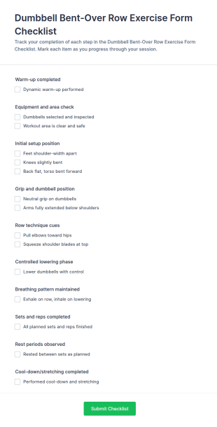 Dumbbell Bent Over Row Exercise Form Checklist