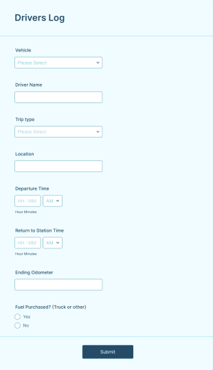 Dunmore RFS Drivers Log Form Template