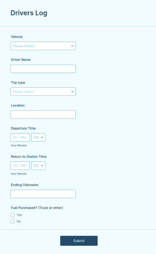 Dunmore RFS Drivers Log Form Template