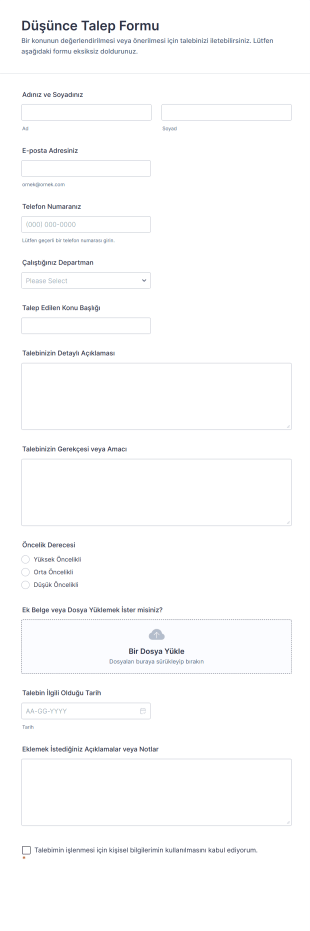 Düşünce Talep Form Şablonu