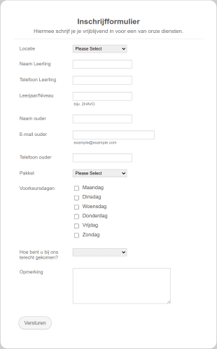School Registratie Formulier Form Template