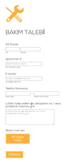 Duyarlı Bakım Talep Form Template