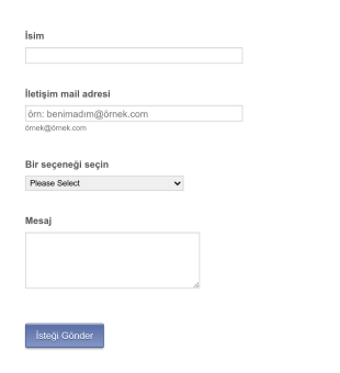 Düz İletişim Form Şablonu