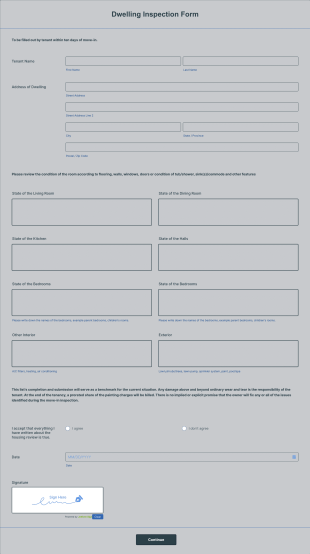Dwelling Inspection Form Template