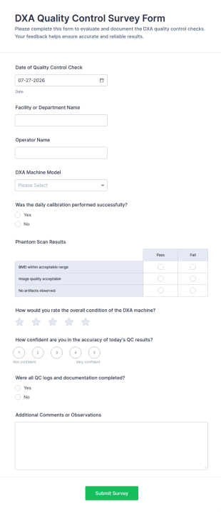 DXA Quality Control Survey Form Template